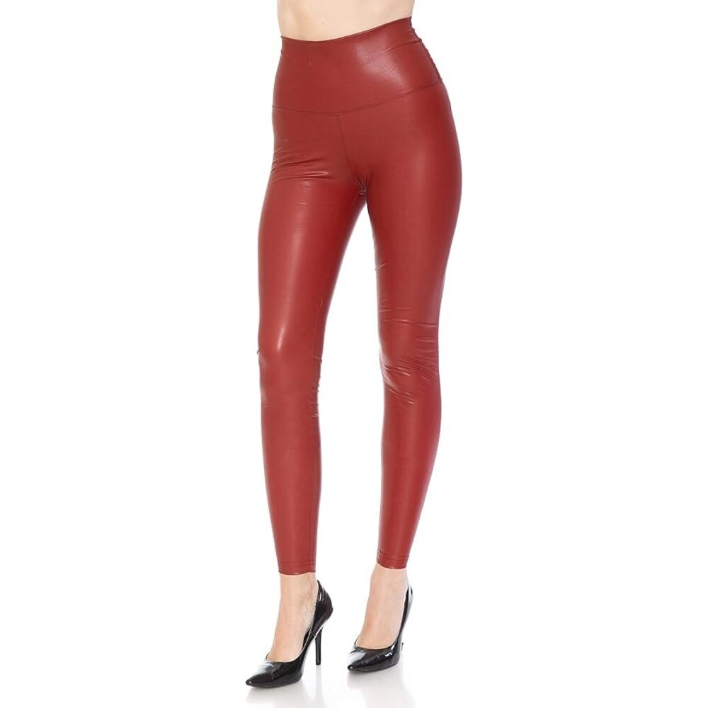 Carbon 38 Faux Leather High Waist Skinny Legging Women's Medium Dark Red